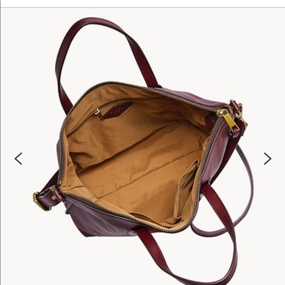 Fossil Skylar Satchel Burgundy Leather & Suede Handbag - Picture 2 of 7